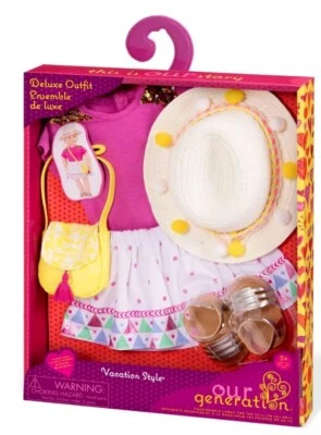 Our Generation Vacation Style Muñeca Traje de Lujo Vestido de 18 Pulgadas Nuevo Foto 1 de 2