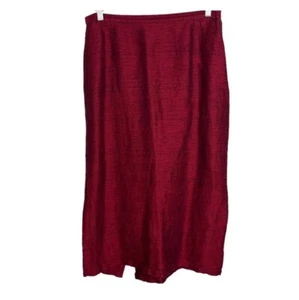 Eileen Fisher Red Italian Yarn Linen Blend A-Line Midi Skirt Women’s Size M - Picture 1 of 5
