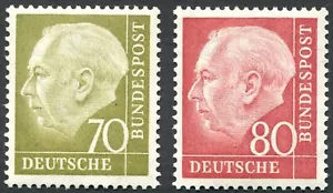 Federación Nº 191 + 192 limpio nuevo 70 + 80 peniques Heuss I Alemania ex. 177 - 196 - Imagen 1 de 3