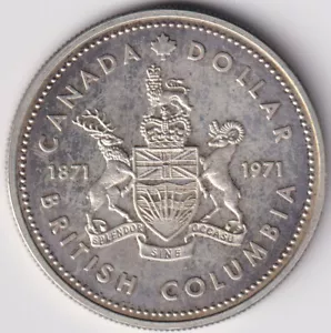 MONEDA CANADA DOLLAR 1971 BRITISH COLUMBIA - ROYAL CANADIAN MINT- PLATA - Imagen 1 de 2