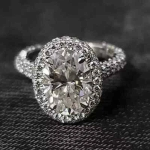 Ovaler im Labor gezüchteter Diamant 2,50 kt Braut Verlobungsring Hochzeit massiv 950 Platin - Bild 1 von 8
