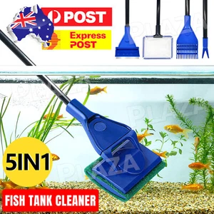 Water Aquarium Cleaning Tool 5 in1 Fish Tank Gravel Vacuum Glass Cleaner Brush A - Picture 1 of 8