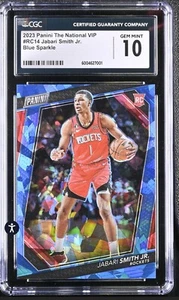 2023 Panini National VIP Jabari Smith Jr Blue Cracked Ice Prizm RC /149 CGC 10 - Picture 1 of 2