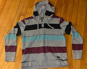 Zoo York Hoodie Mens Sz L Grunge Punk Streetwear Gray Teal Maroon Black - Picture 1 of 5