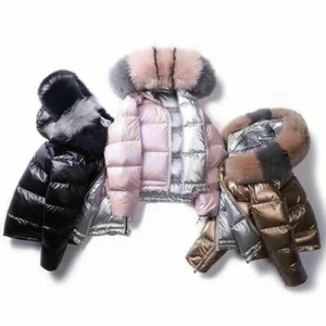 Damen Ente Down Mantel Kapuze Pelz Parka Warme Jacke Puffer Glänzend Ski Winter - Bild 1 von 14