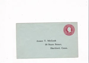 VTG. HARTFORD, CONN PROMINENT CITIZEN ANSON MCCOOK 2 CENT PREPAID POSTAL COVER - Picture 1 of 2