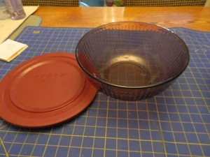 VTG Pyrex Visions Amethyst Purple Portable Ribbed 4.5 qt Mixing Serving Bowl LID - Picture 1 of 4