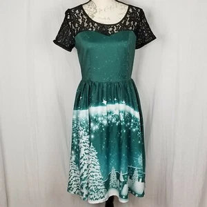 Newlight Fashion Green Ombre Winter Scene Dress - Picture 1 of 11