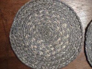 Grey and Natural JUTE TRIVET 8" Round Natural Country Rustic Cabin Lodge