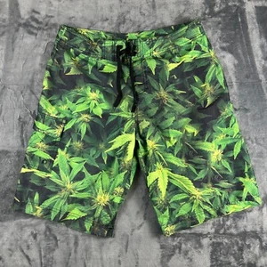 Spencer's Board Shorts Mens M Green Leaf Swim Trunks Drawstring Mesh - Picture 1 of 8