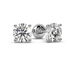Top Quality 4.40CT E/VS Lab Grown Round Diamond Stud Earring In 18k White Gold - Picture 1 of 14