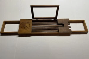 Blissful Bath Teak Tub Caddy Expandable Tray Organizer Book Holder - Picture 1 of 9