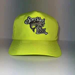 Vintage Speckled Trout SnapBack Trucker Hat Cap Fish Logo Neon Yellow - Picture 1 of 5
