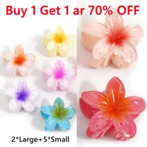 7X Hawaiian Claw Clips for Thick Hair, Women Flower Hair Clips Hair Accessories - Picture 1 of 6