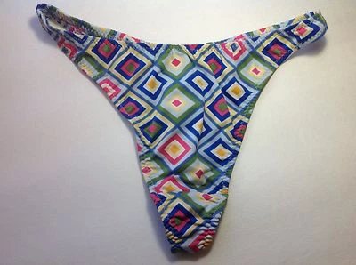 Mujer Bragas, Tanga Talla L/7 Grande Multicolor Sedoso Brillante Cuadros Suave Foto 1 de 4