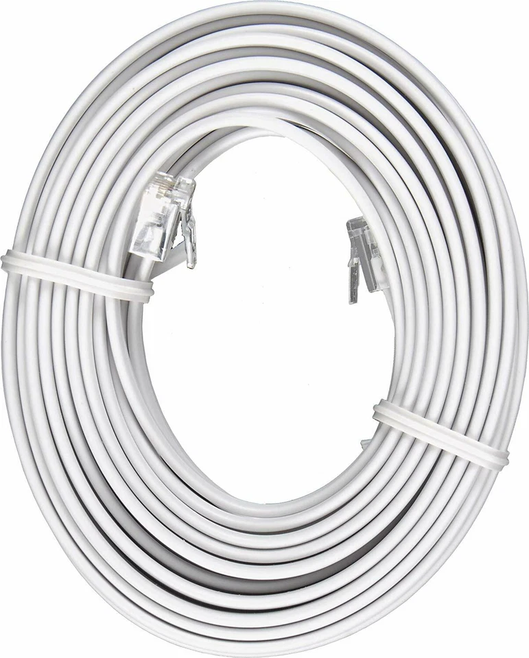 Cable de extensión de cable de teléfono modular blanco de 25 pies RJ11 NUEVO Foto 1 de 1