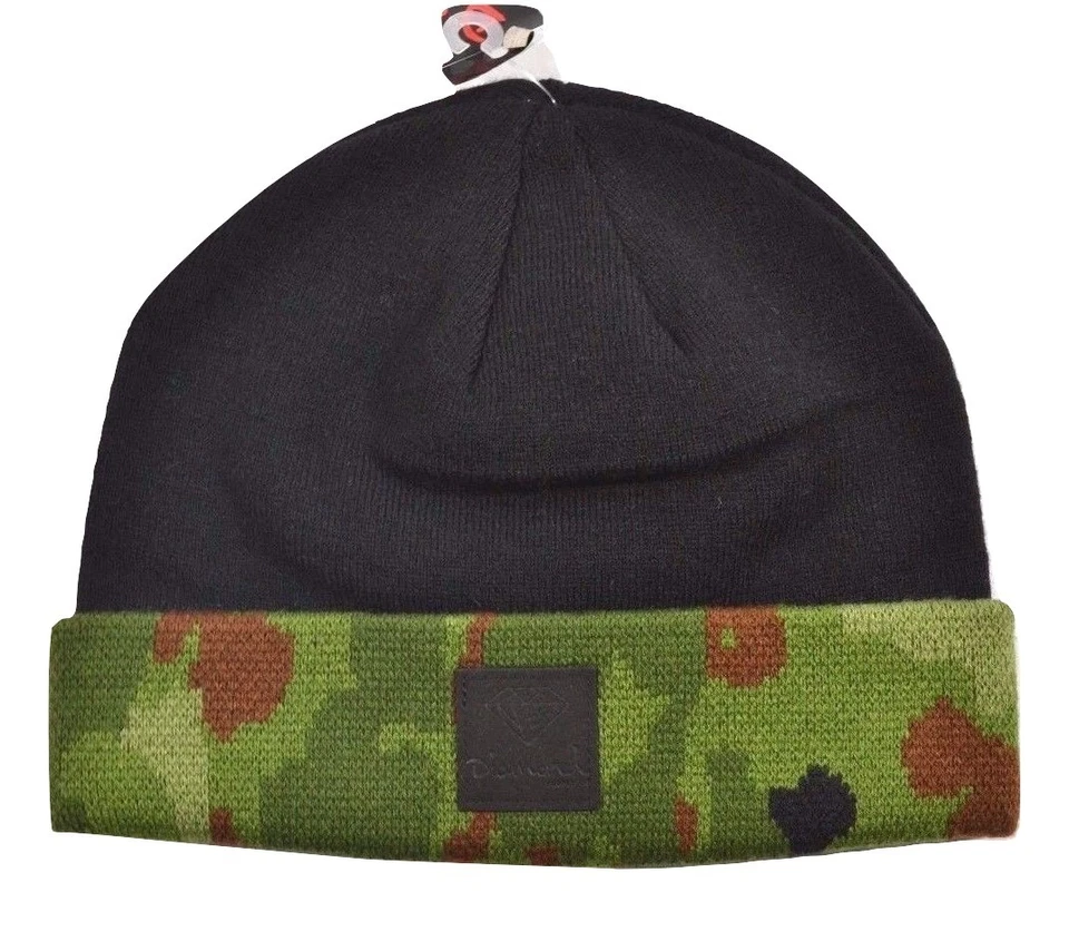 Diamond Supply Co. CAMO FOLD Negro Camuflaje Negro Logo Tejido Hombre Gorro Gorra Foto 1 de 1