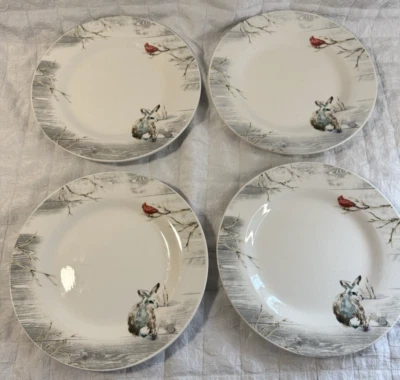 Rabbit & Cardinal Winter Dinner Plates Wonders of Winter Canterbury Potteries - Image 1 of 4