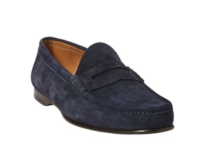 Ralph Lauren Purple Label Navy Chalmers Suede Penny Loafers New $895 - Picture 1 of 4