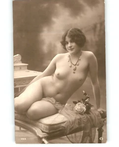 French Erotic Nude Woman Original 1920s RPPC Silver Print Photo - Picture 1 of 2