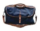 Polo Ralph Lauren Navy Blue Brown Leather Trim Travel Duffle Bag Shoulder Strap