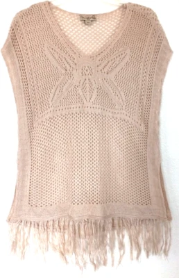 Suéter Live & Let Live Para Mujer Pequeño Tejido Abierto Flecos Playa Boho Y2K Hippie M Foto 1 de 4