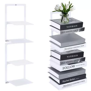 Invisible Floating Bookshelf 2PCS White Vertical Wall Bookshelves Home Office - Picture 1 of 5