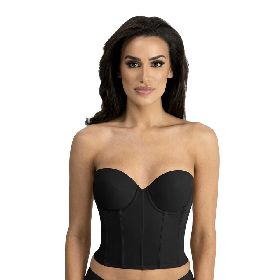 Dominique Womens 34C Black Corset Underwired Sheer