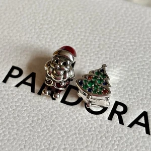Pandora S925 ALE - Father #Christmas & Tree CZ Moments Charms - Picture 1 of 6