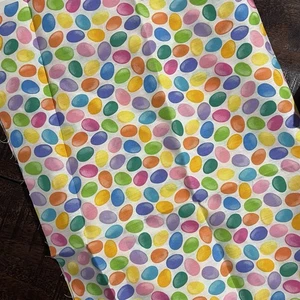 Vintage 90’s - Rainbow Colorful Easter Egg White Background Scrap Cotton Fabric - Picture 1 of 1