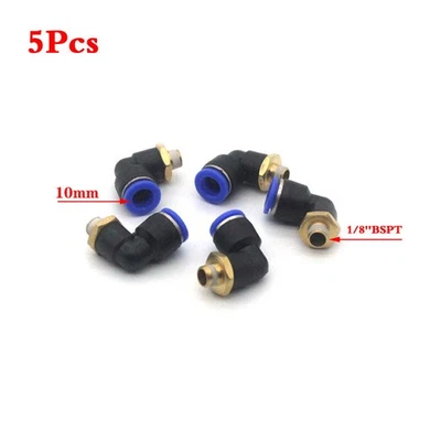 5Pcs Pneumatic Elbow Connector 10mm Tube to Male 1/8 Thread Air Push in Fitting - Image 1 of 4