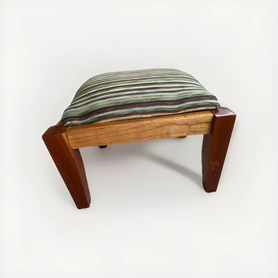 Handcrafted Wooden Foot Stool, 13”x 11”x 8”, Cushioned, Sturdy & Level - Image 1 of 4