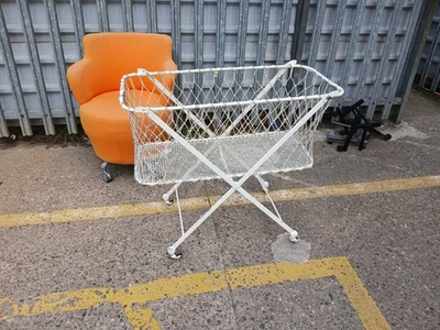 Quality Victorian wrought iron folding cot on casters - Image 1 of 4