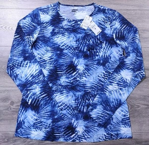 Lands End Badeoberteil Damen Medium 10-12 Rash Guard Langarm Bademode Batik - Bild 1 von 7