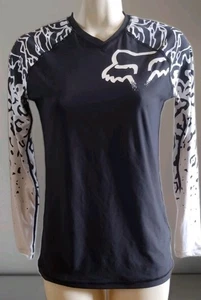 Fox Racing Womens Black & White UPF 50 Rash Guard Long Sleeve Shirt Top Size S - Picture 1 of 9