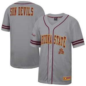 Men's Colosseum Gray Arizona State Sun Devils Free Spirited Baseball Jersey - Picture 1 of 3