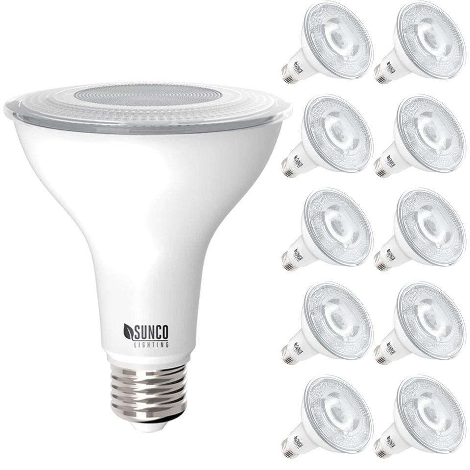 Sunco 10 Pack PAR30 LED Bulbs, Flood Light Outdoor Indoor CRI90, 11W-75W, Dim... - Image 1 of 4
