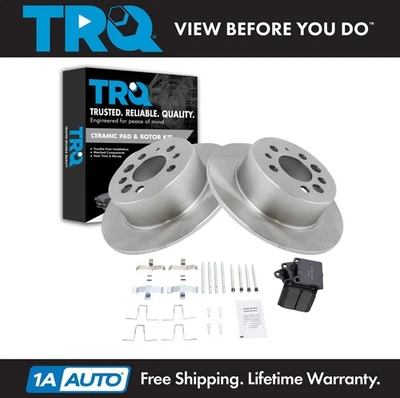 Kit de rotor de freno y pastillas de freno de cerámica traseras izquierda derecha TRQ para Volvo Foto 1 de 4