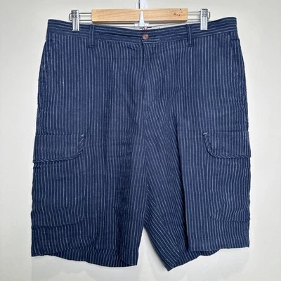 Tommy Bahama Paradise Nation Shorts Mens 34 Blue Stripes Texture Cargo Pockets - Image 1 of 4