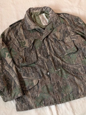 Chaqueta de Campo Militar de EE. UU. Clima Frío De Colección Años 90 Trebark Árbol Real Camuflaje Carga XL Foto 1 de 4