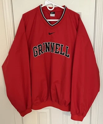 Chaqueta Pullover Universitaria Grinnell De Colección NIKE Center Swoosh Roja XXL ¡Bonita! Foto 1 de 4