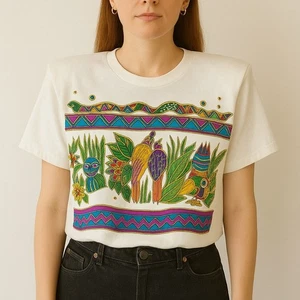 K.W.B.L. Los Angeles T-Shirt weiß verziert Neuheit Einheitsgröße handbemalt - Bild 1 von 9