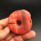 China Hongshan Culture Old Red Crystal Hand-Carved pig dragon Amulet Pendant,#57