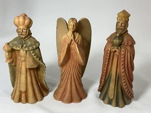 3 Figures - 2 Wise Men 4" - Angel Figures Resin w/Wood look feel - Picture 1 of 13