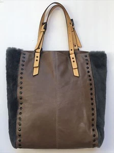 Kelsi Dagger Large Shay Leather & Pile Tote Shoulder Bag Brown B-69 - Picture 1 of 10