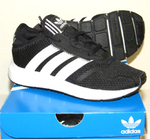 adidas KIDS size 10K OrthoLite Black/White 3-Stripes Slip-On Athletic Shoes