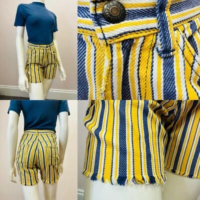 Pantalones Cortos Vaqueros Vintage Años 60 70 LEVI’S FOR GALS Rayas Pequeños Extra Pequeños Foto 1 de 4
