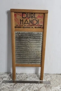 VTG Dubl Handi Wooden Wash Board Columbus Ohio Washboard 18" x 8.5" - Picture 1 of 7