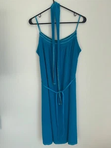 Vintage 70’s Blue Terry Cloth Sun Dress Towel Swim Cover Up M - Picture 1 of 9
