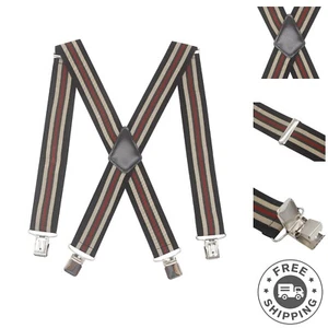 Mens 2 Inch Wide Suspenders Heavy Duty Strong Clips Adjustable Elastic Braces... - Picture 1 of 5